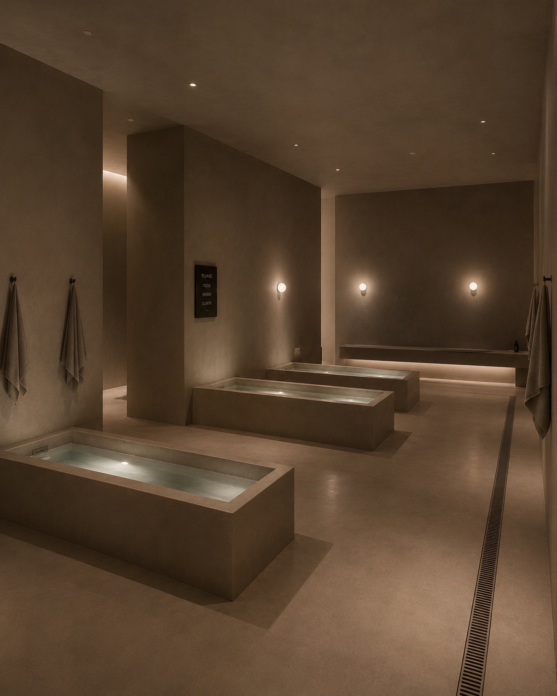 Cold plunge ritual at KĀLT — brutalist concrete cold plunge bath